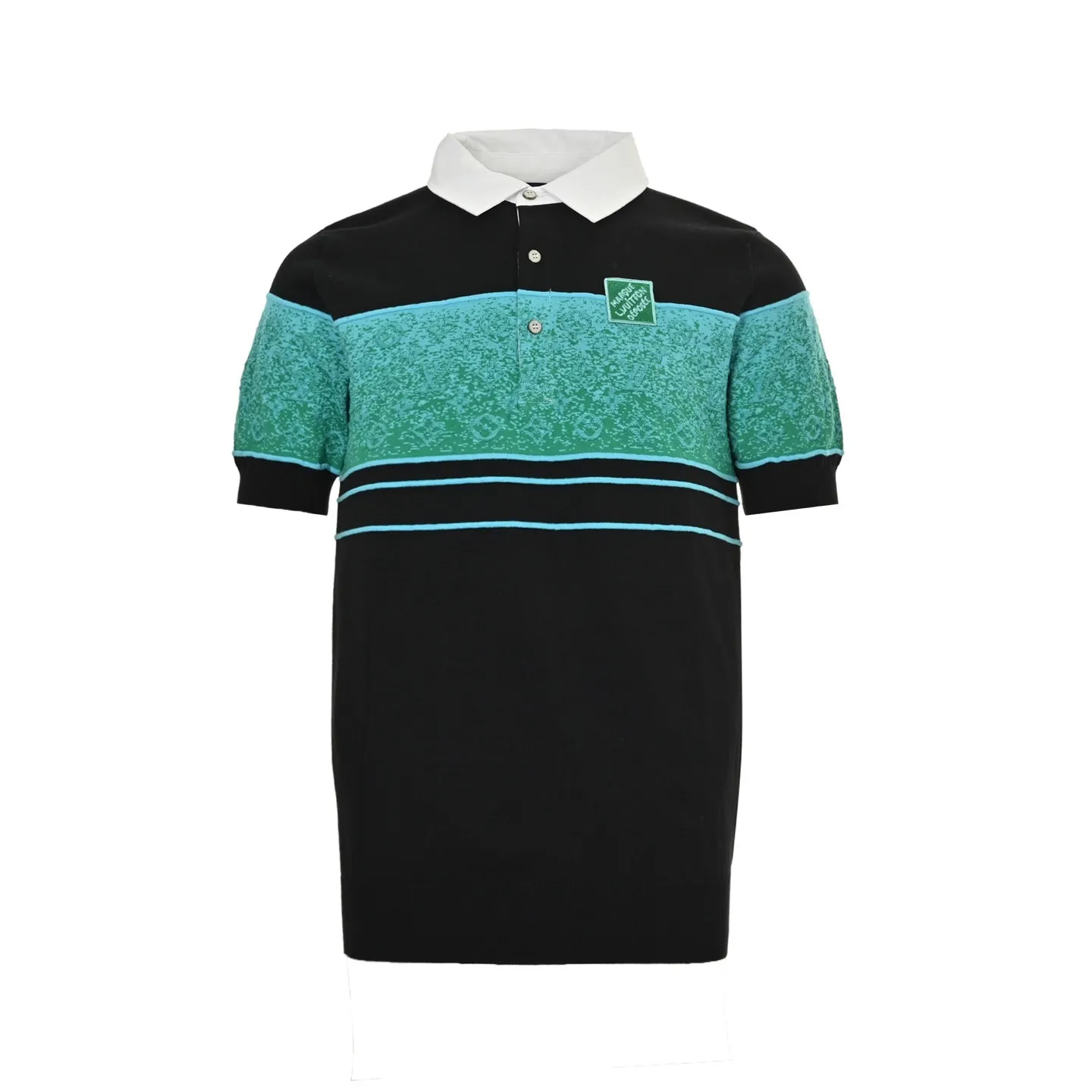 Louis Vuitton/Louis Vuitton 25ss gradient old flower jacquard color block knitted Polo short sleeves